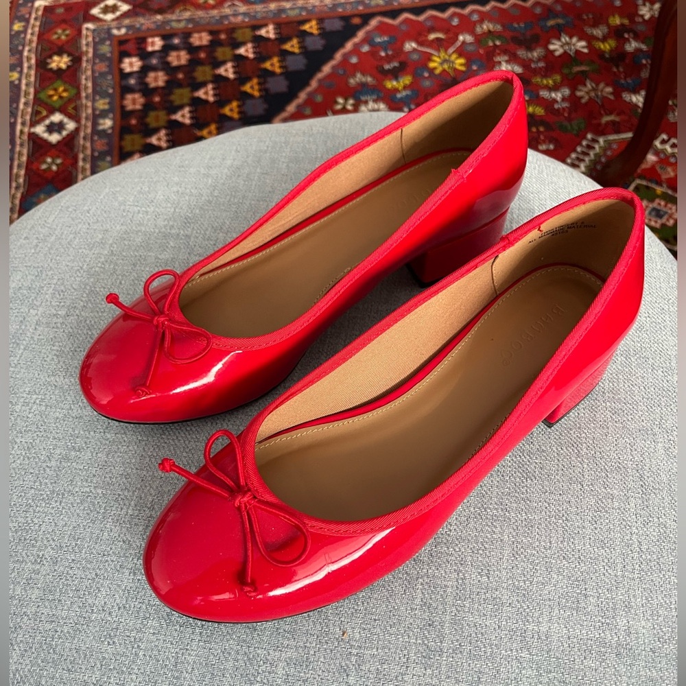 Red heeled ballet flat Mary Jane slipper - Picture 7 of 7